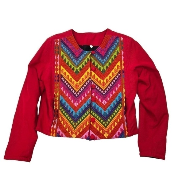 Embroidered Crewel Needlework Colorful Short Lined Jacket Vintage - Picture 2 of 16